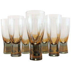 Set of 8 Danish Holmegaard Canada Smoked Glass Glasses by Per Lutken