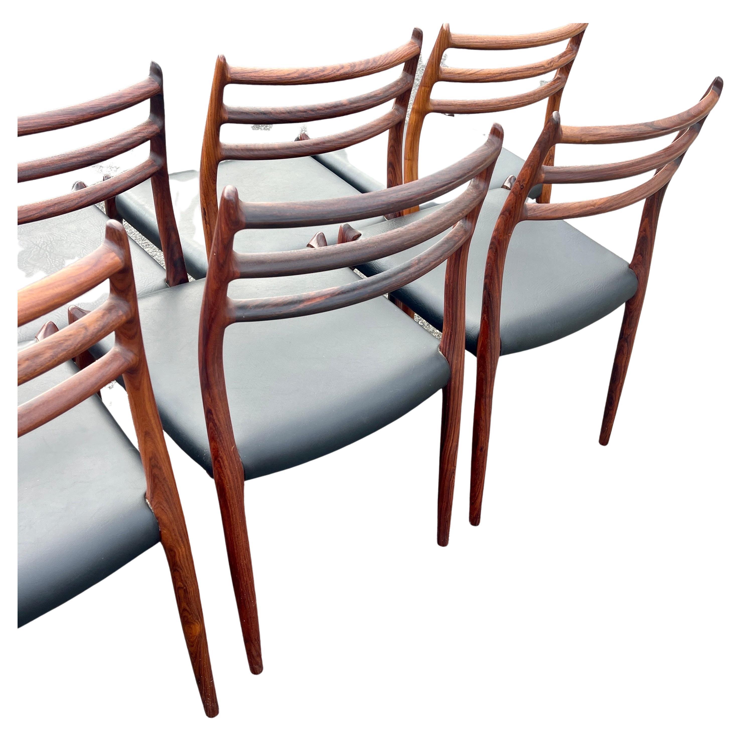 Mid-Century Modern Set of 8 Danish Model 78 Rosewood Dining Chairs, by Niels O. Møller 