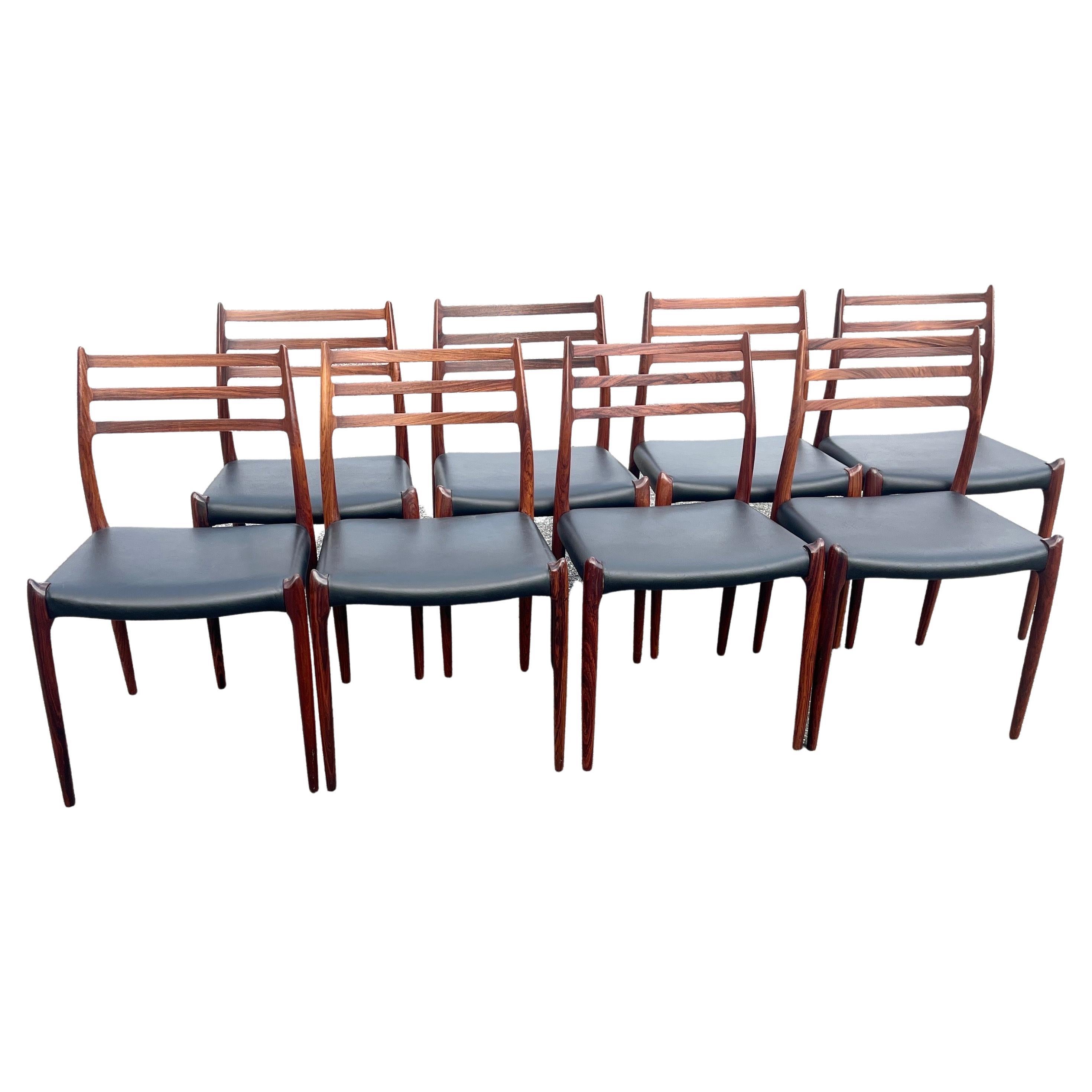 Set of 8 Danish Model 78 Rosewood Dining Chairs, by Niels O. Møller  1