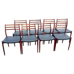Set of 8 Danish Model 78 Rosewood Dining Chairs, by Niels O. Møller 