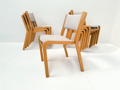 Set of 8 Danish Modern Bentwood Beech Stacking Chairs, 1970s