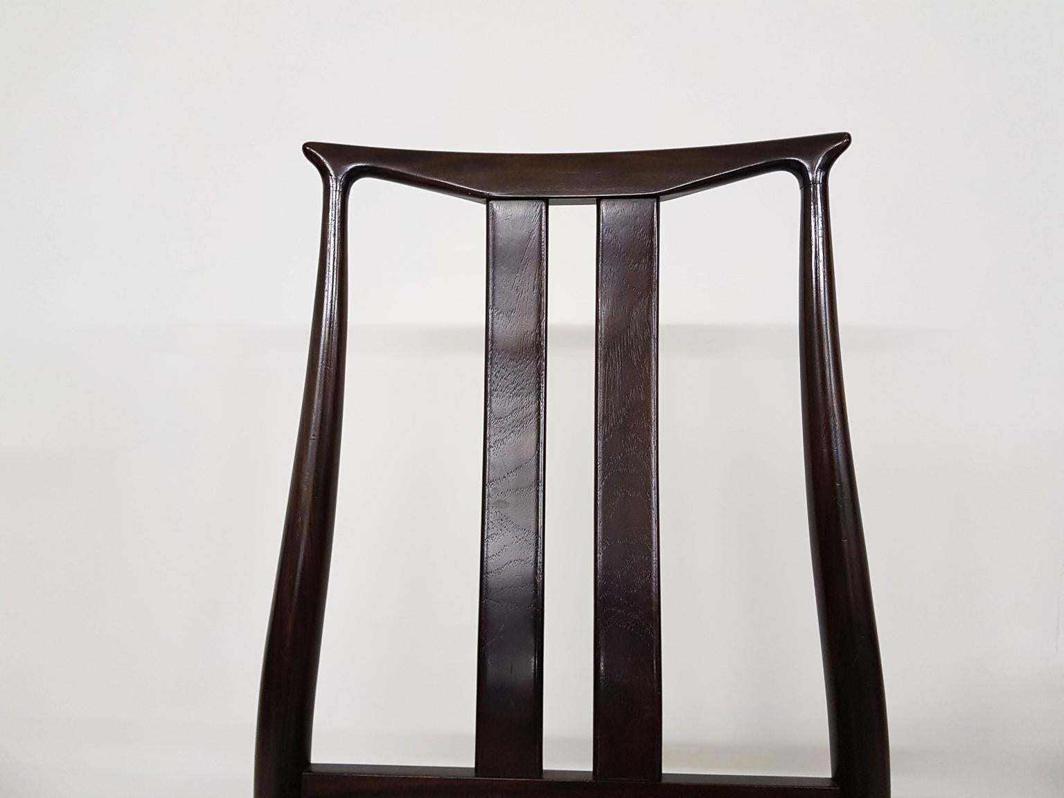 Set of 8 Danish Modern Black Leather Dining Chairs, Denmark, 1960 5