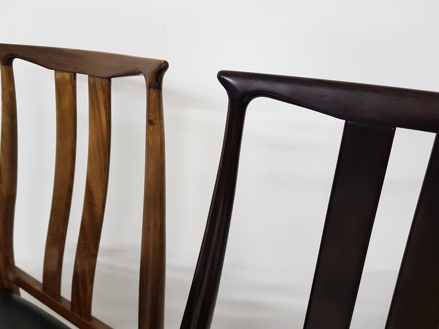 20th Century Set of 8 Danish Modern Black Leather Dining Chairs, Denmark, 1960