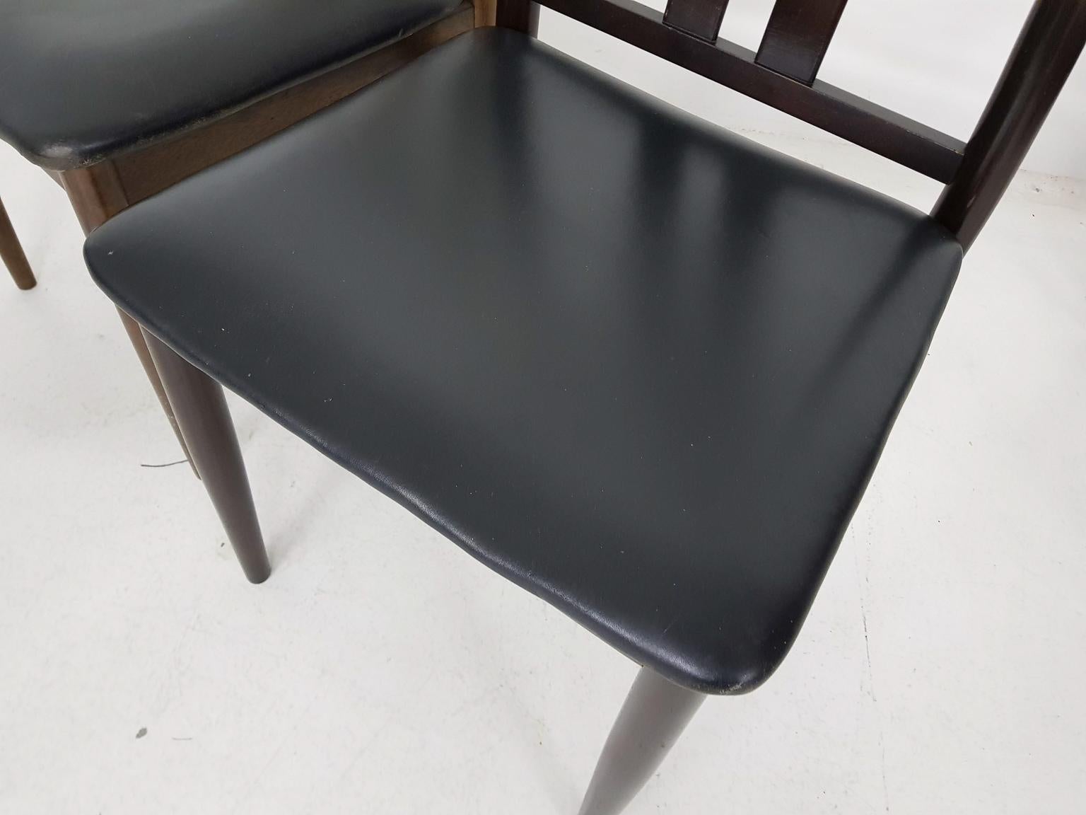 Set of 8 Danish Modern Black Leather Dining Chairs, Denmark, 1960 1