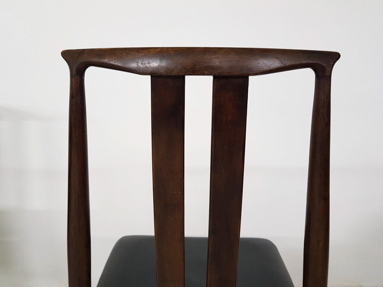 Set of 8 Danish Modern Black Leather Dining Chairs, Denmark, 1960 4