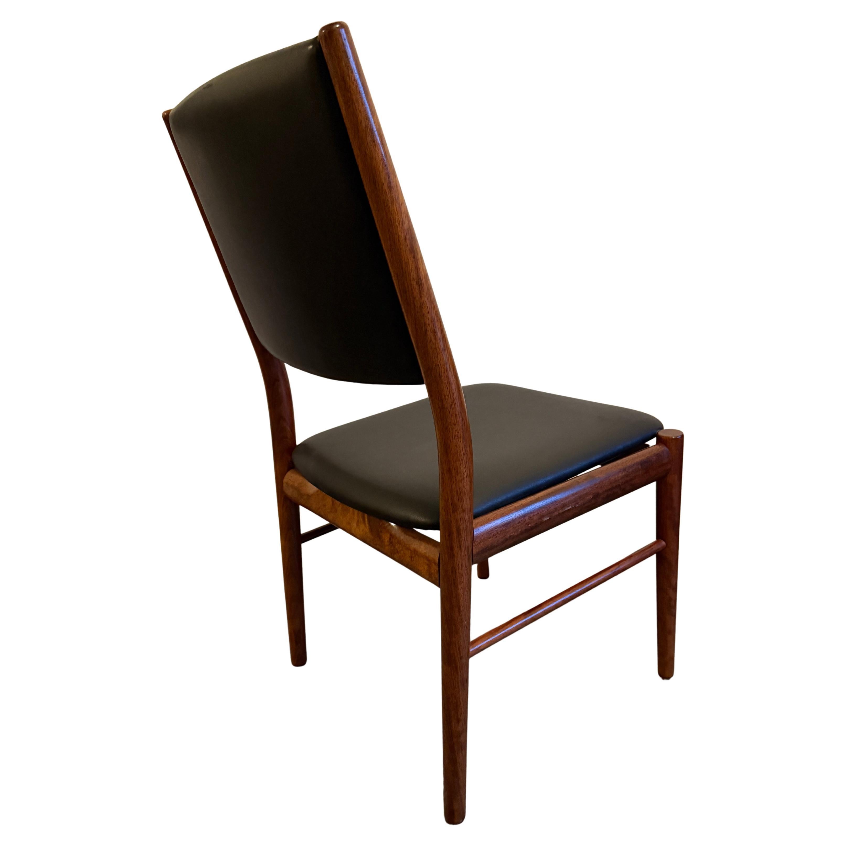 Danish Set of 8 danish modern black leather rosewood dining chairs