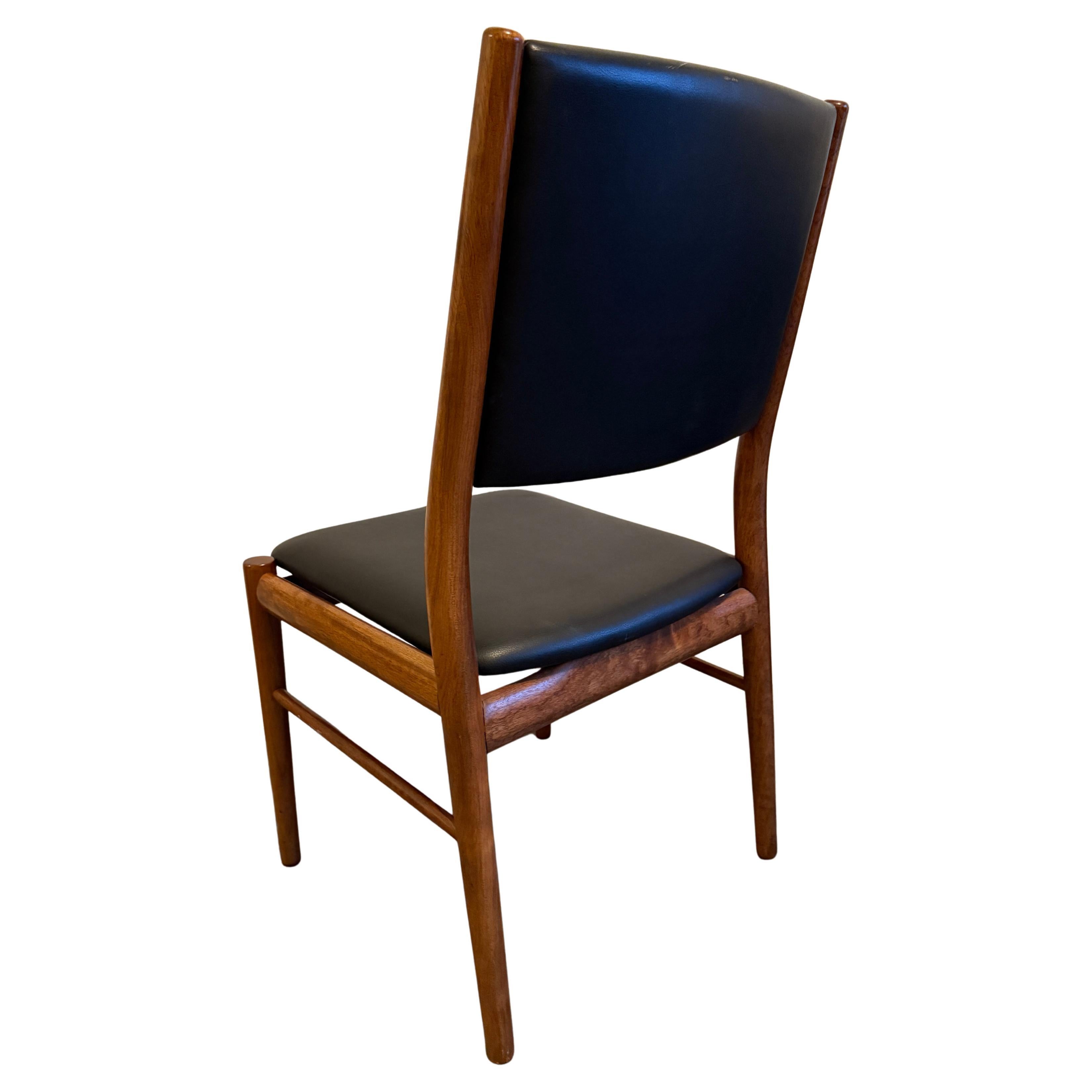 Woodwork Set of 8 danish modern black leather rosewood dining chairs