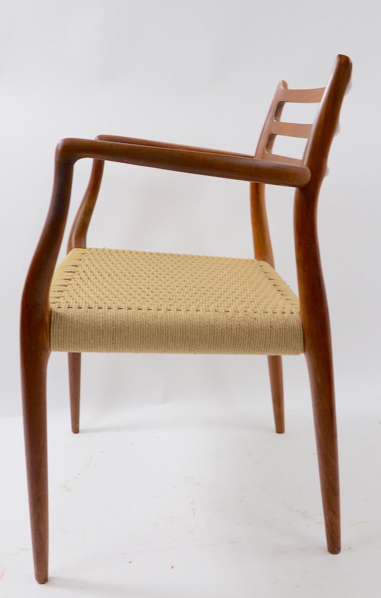 Papercord Set of 8 Danish Modern Dining Chairs by Neils O. Moller for Jl. Moller