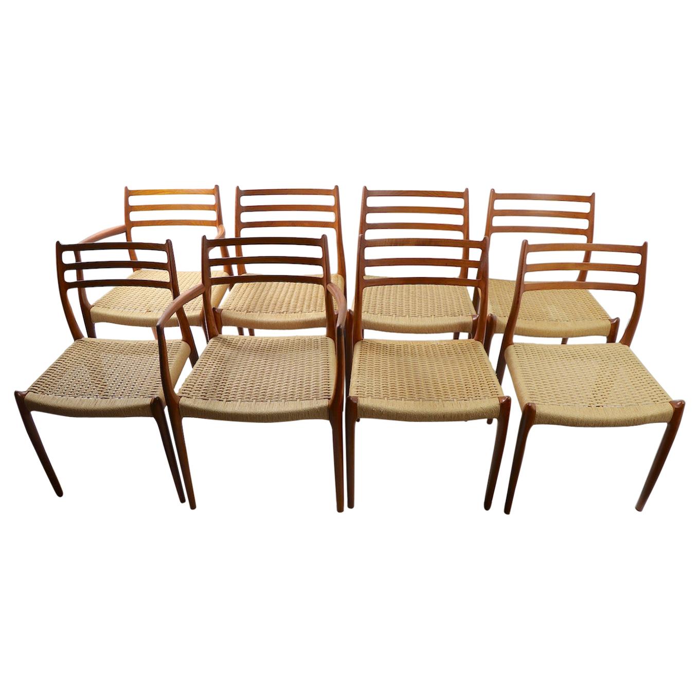 Set of 8 Danish Modern Dining Chairs by Neils O. Moller for Jl. Moller