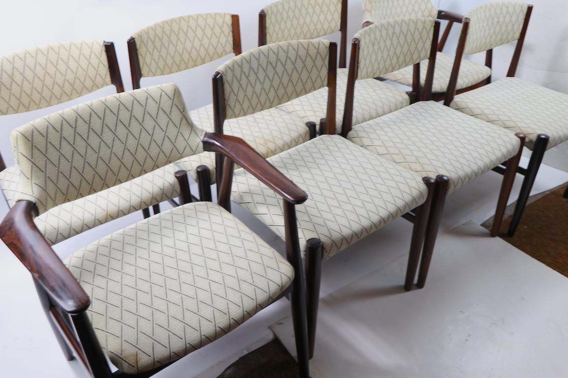 Set of 8 Danish Modern Dining Chairs in Rosewood by Grete Jalk For Sale 1