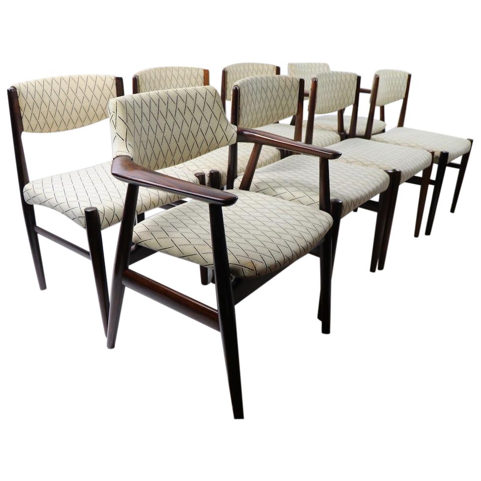 Set aus 8 modernen dänischen Esszimmerstühlen aus Palisanderholz von Grete Jalk