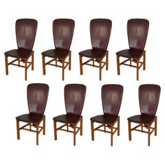 Set of 8 Danish Modern High Back Dining Chairs