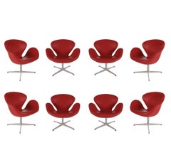 Set of 8 Danish Modern Swivel Lounge Swan Chairs by Arne Jacobsen / Fritz Hansen