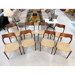 Set of 8 Danish Modern Teak Model 71 Dining Chairs by Niels Otto Møller