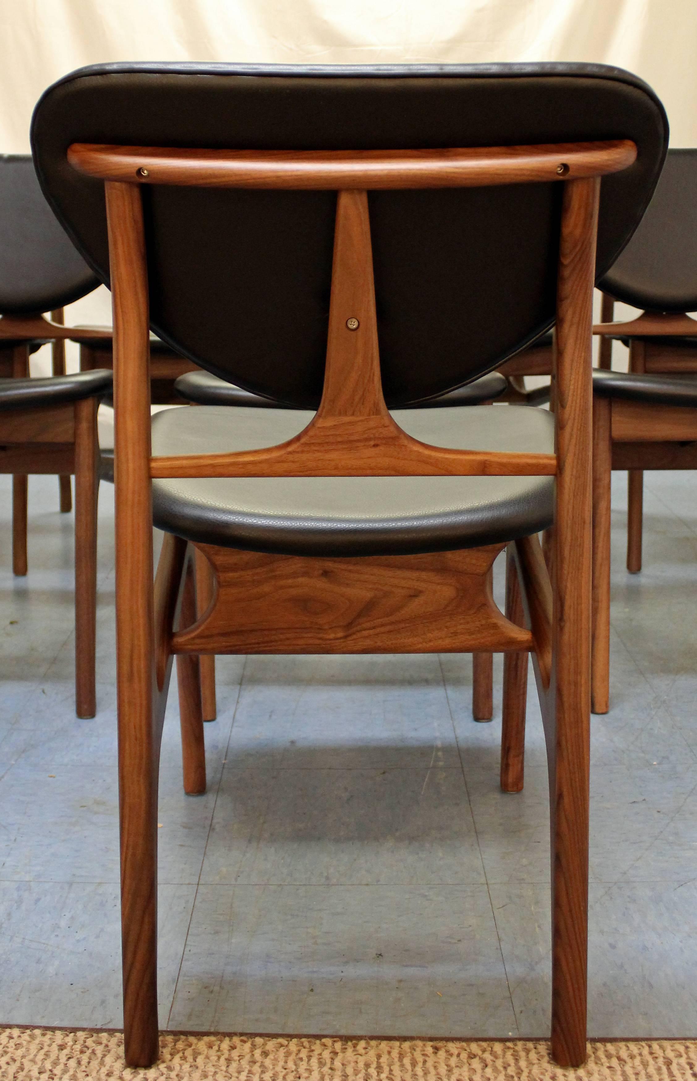 Mid-Century Modern Set of Eight Danish Modern Vodder Style Walnut Floating Seat Dining Chairs