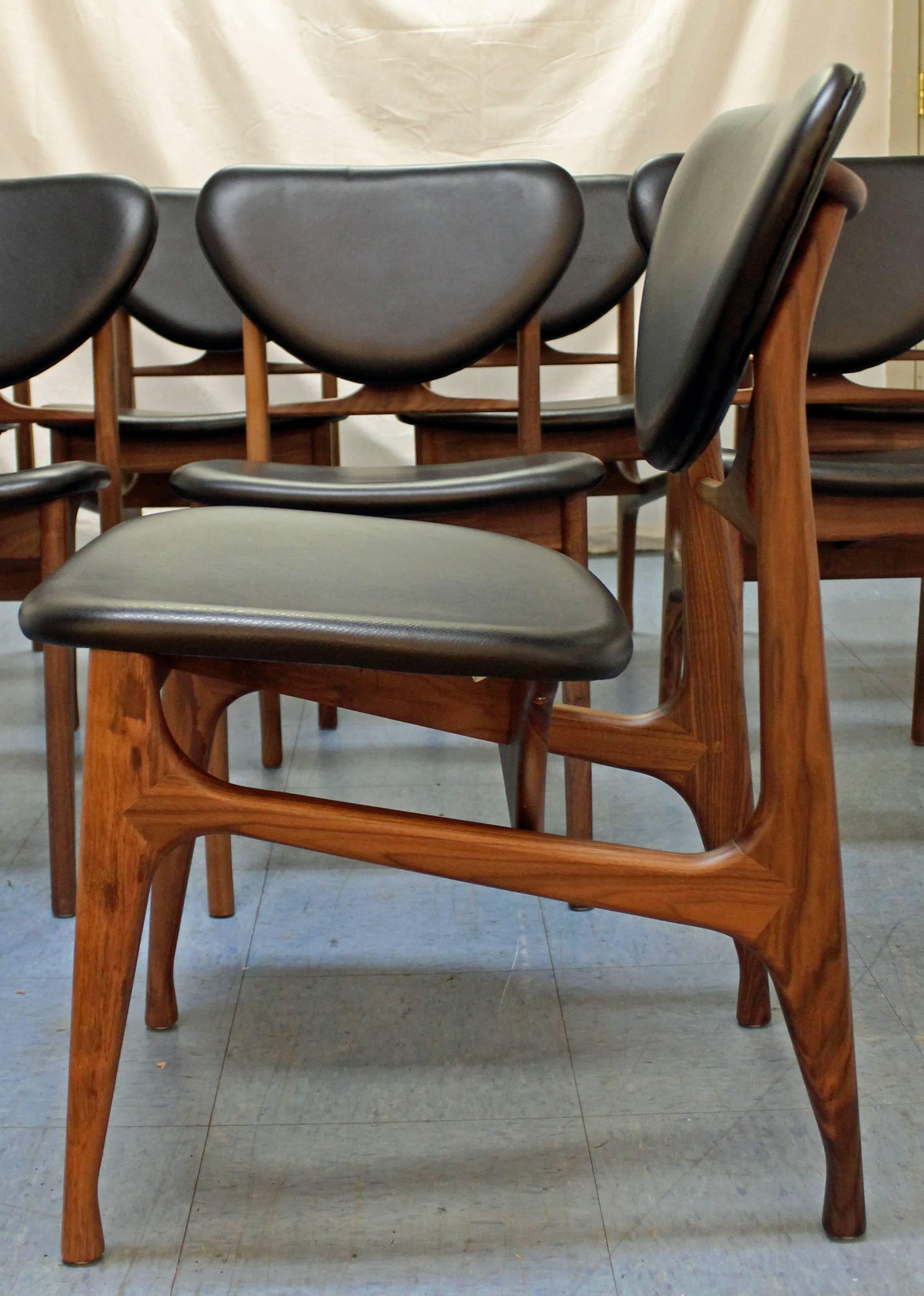 Unknown Set of Eight Danish Modern Vodder Style Walnut Floating Seat Dining Chairs