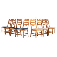 Set of 8 Danish Oak Chairs by Henning Kjærnulf, Denmark, 1960s