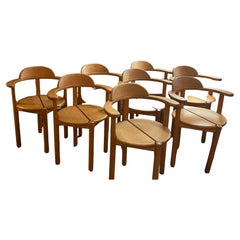 Set of 8 Danish Pine Dining Chairs, Circa 1970s in Manner of Daumiller