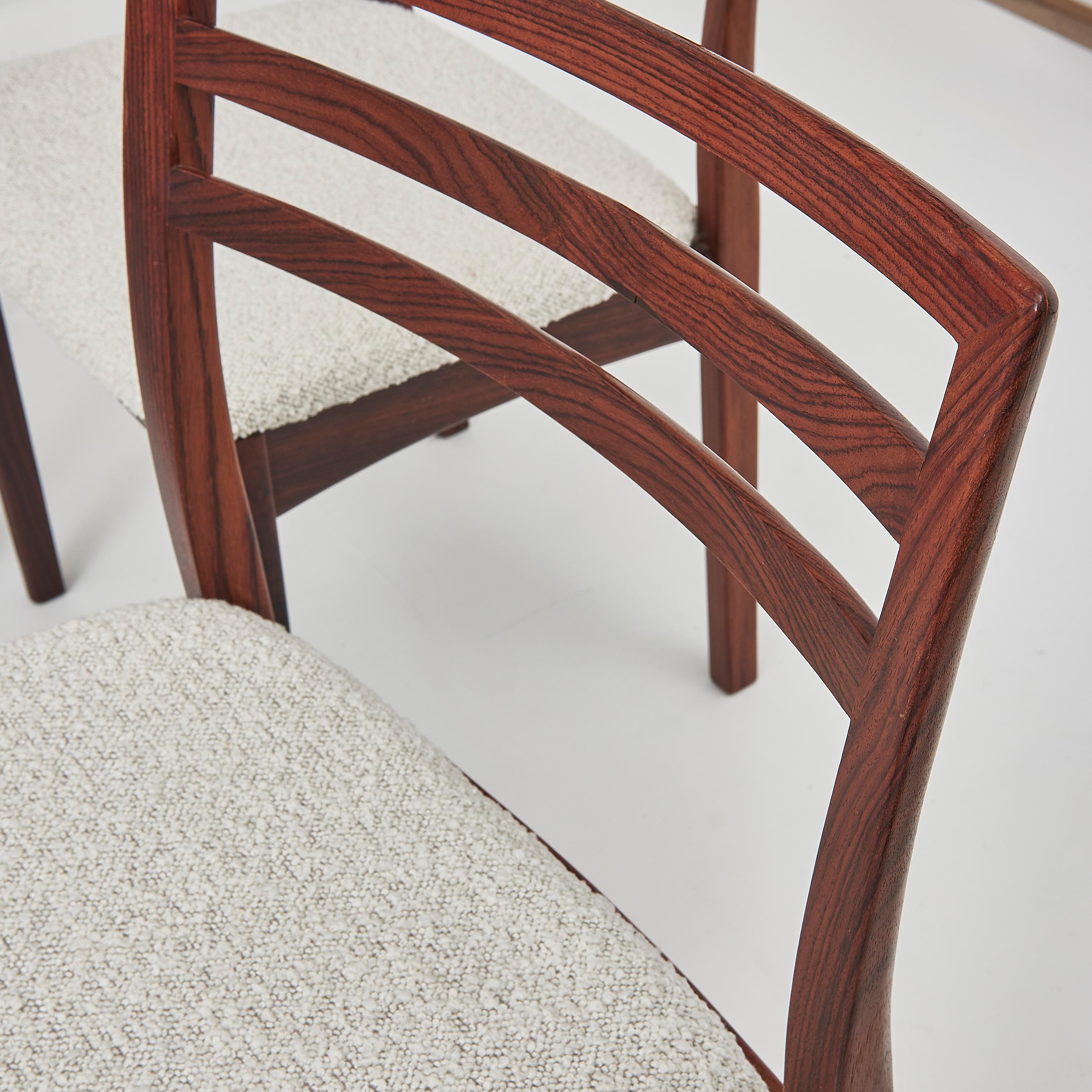 Set of 8 Danish Rosewood Dining Chairs Recently Upholstered In Boucle 5
