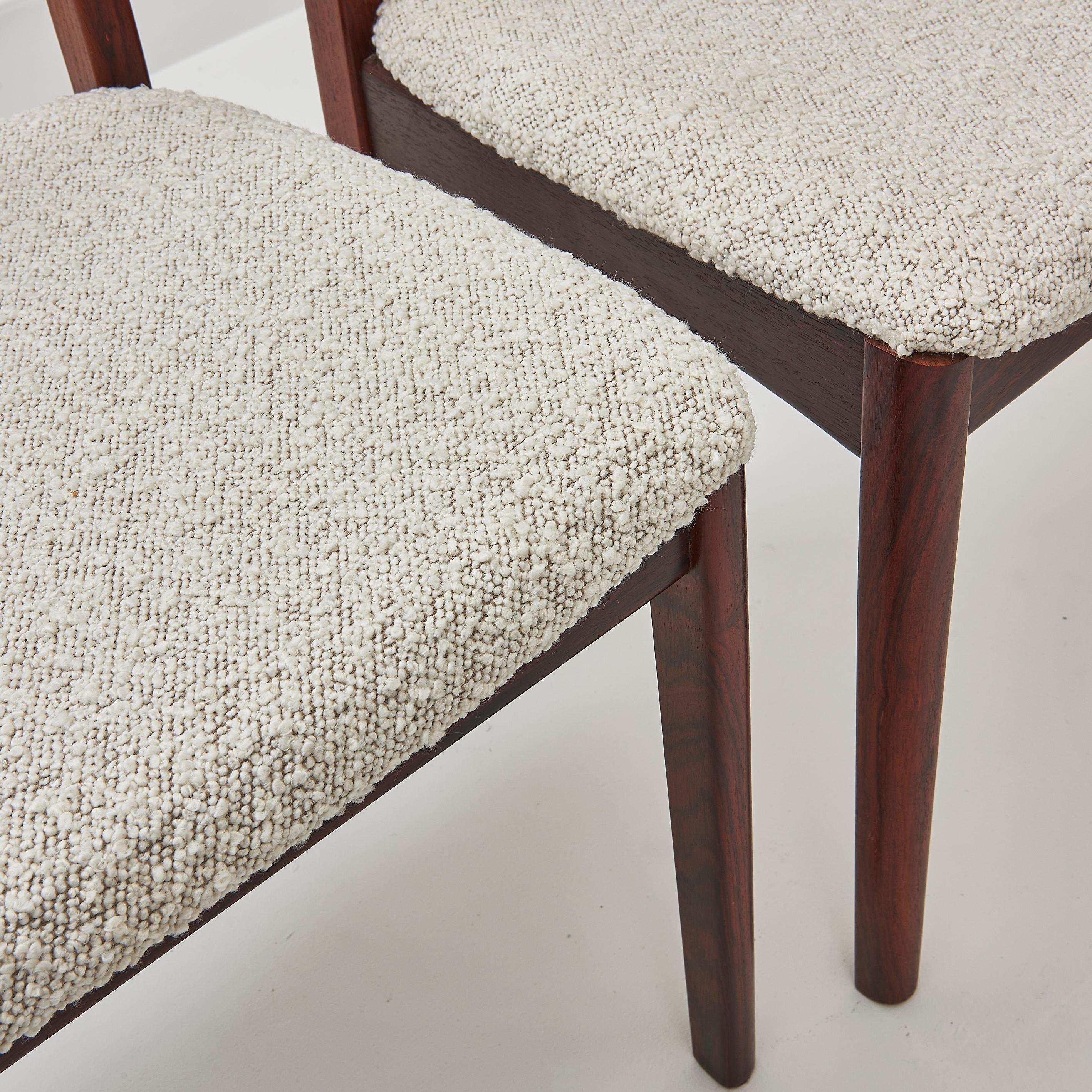 Set of 8 Danish Rosewood Dining Chairs Recently Upholstered In Boucle 6