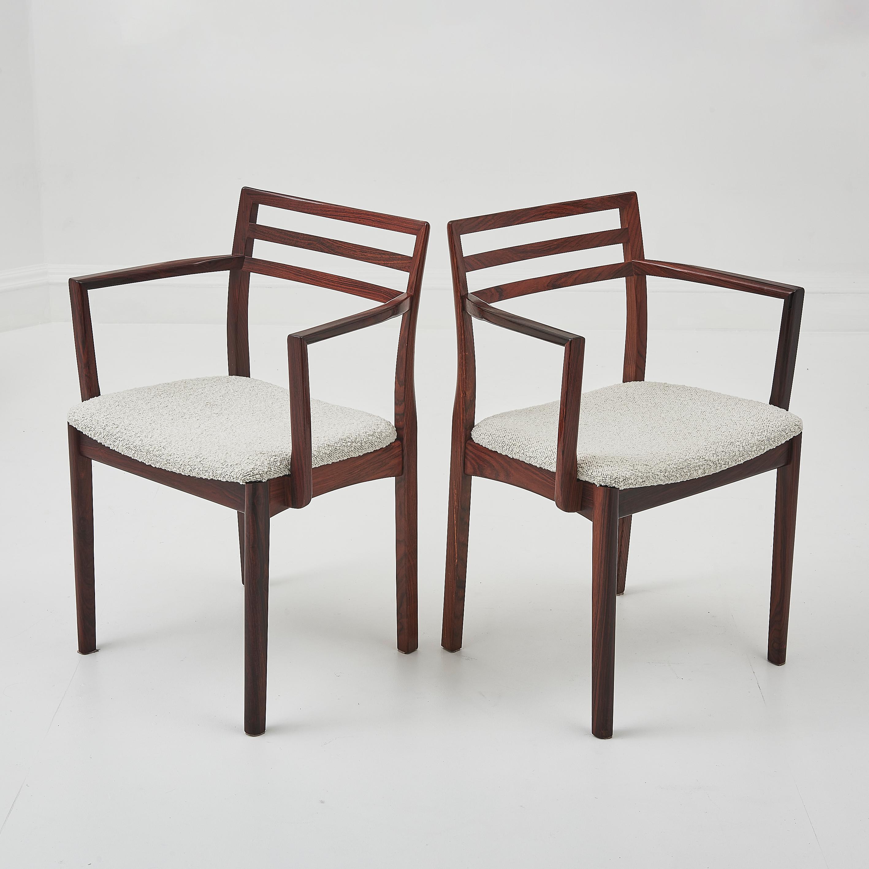 Set of 8 Danish Rosewood Dining Chairs Recently Upholstered In Boucle 1