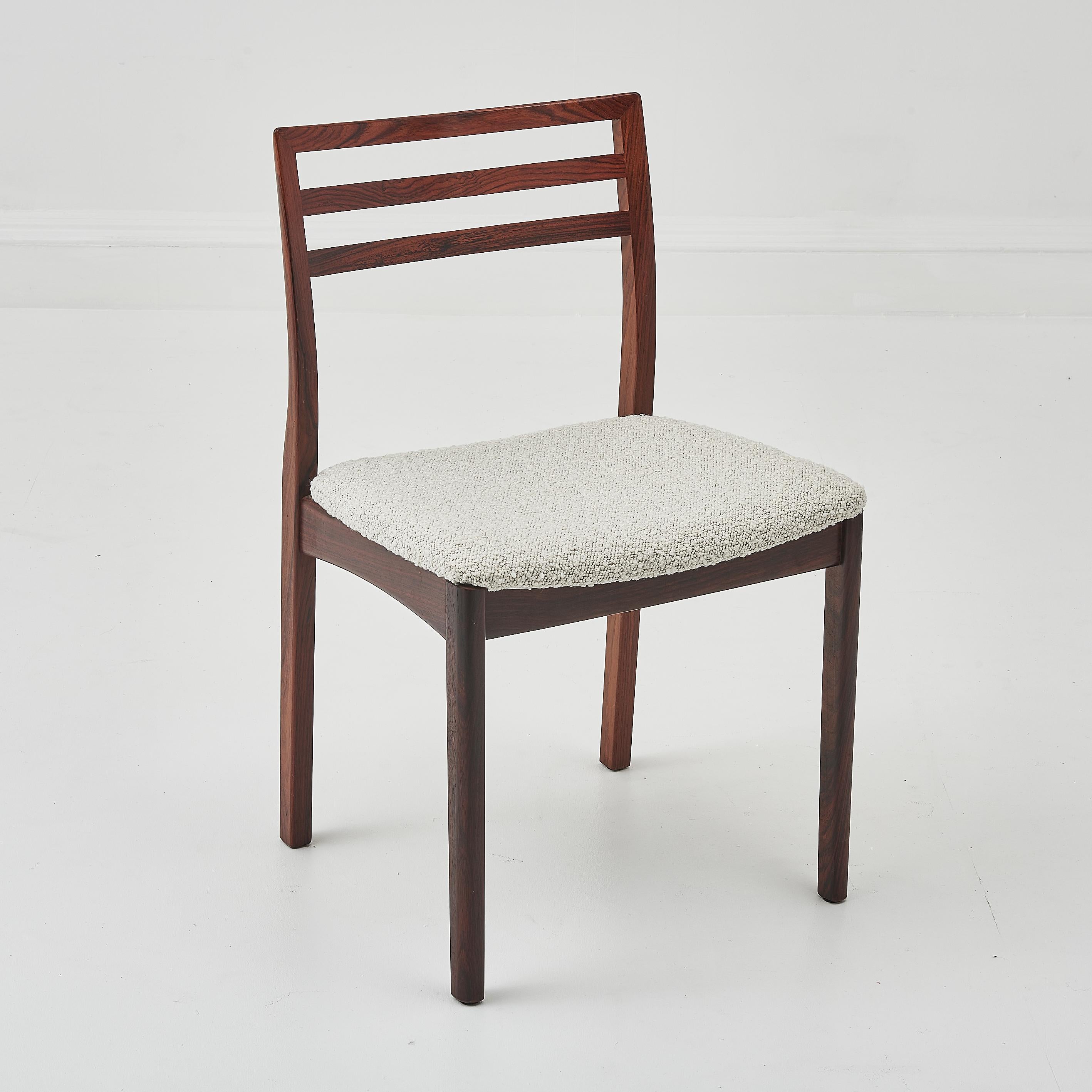 Set of 8 Danish Rosewood Dining Chairs Recently Upholstered In Boucle 2