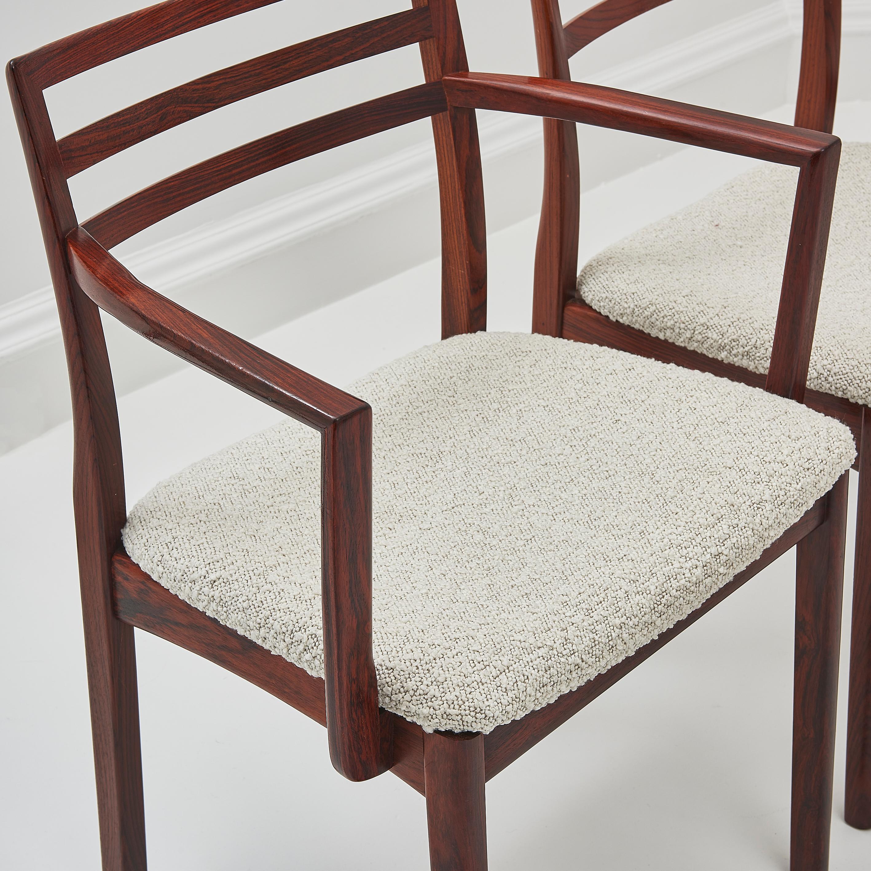 Set of 8 Danish Rosewood Dining Chairs Recently Upholstered In Boucle 4