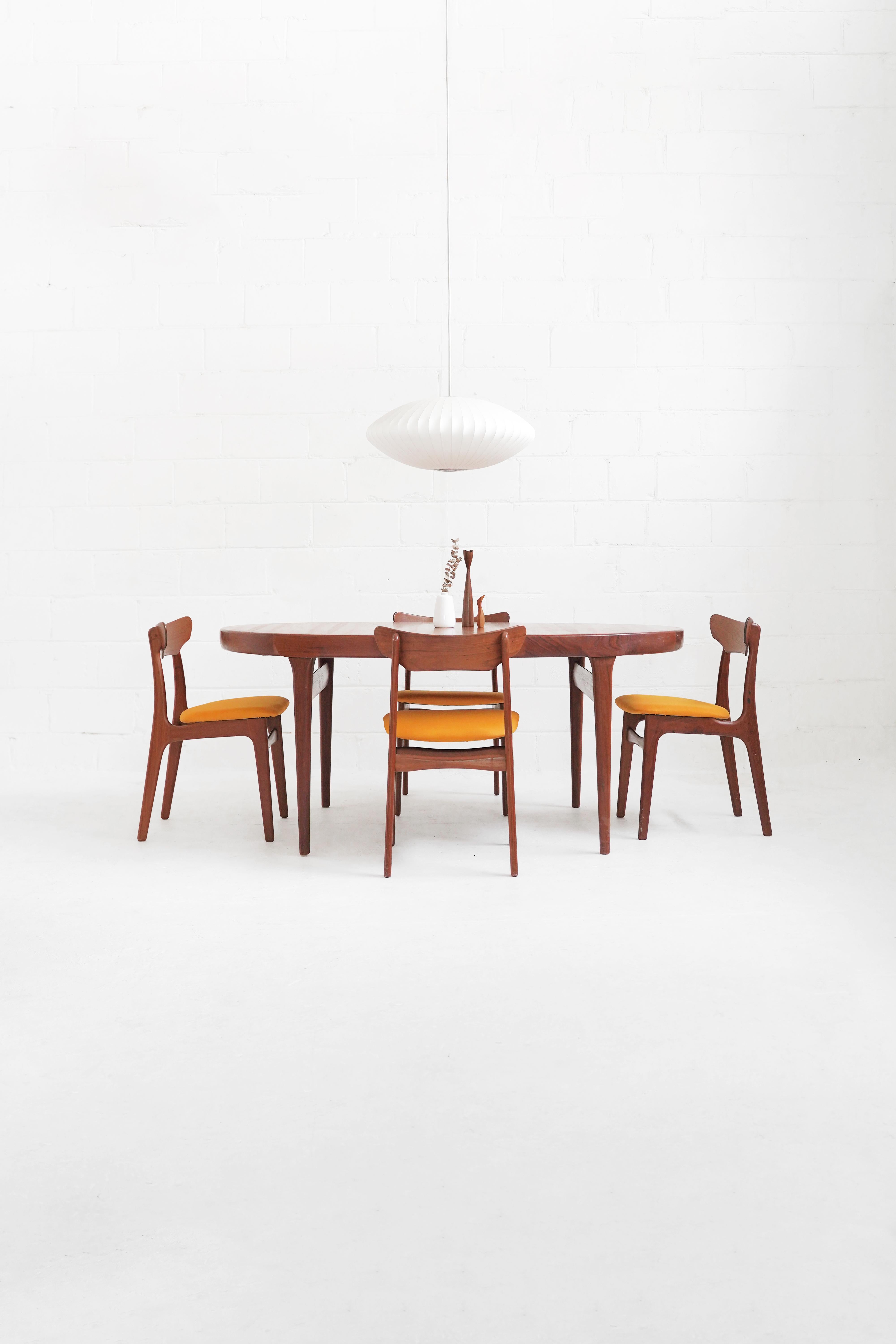 Set of 4 Danish Teak Dining Chairs in Mustard for Schionning & Elgaard 8