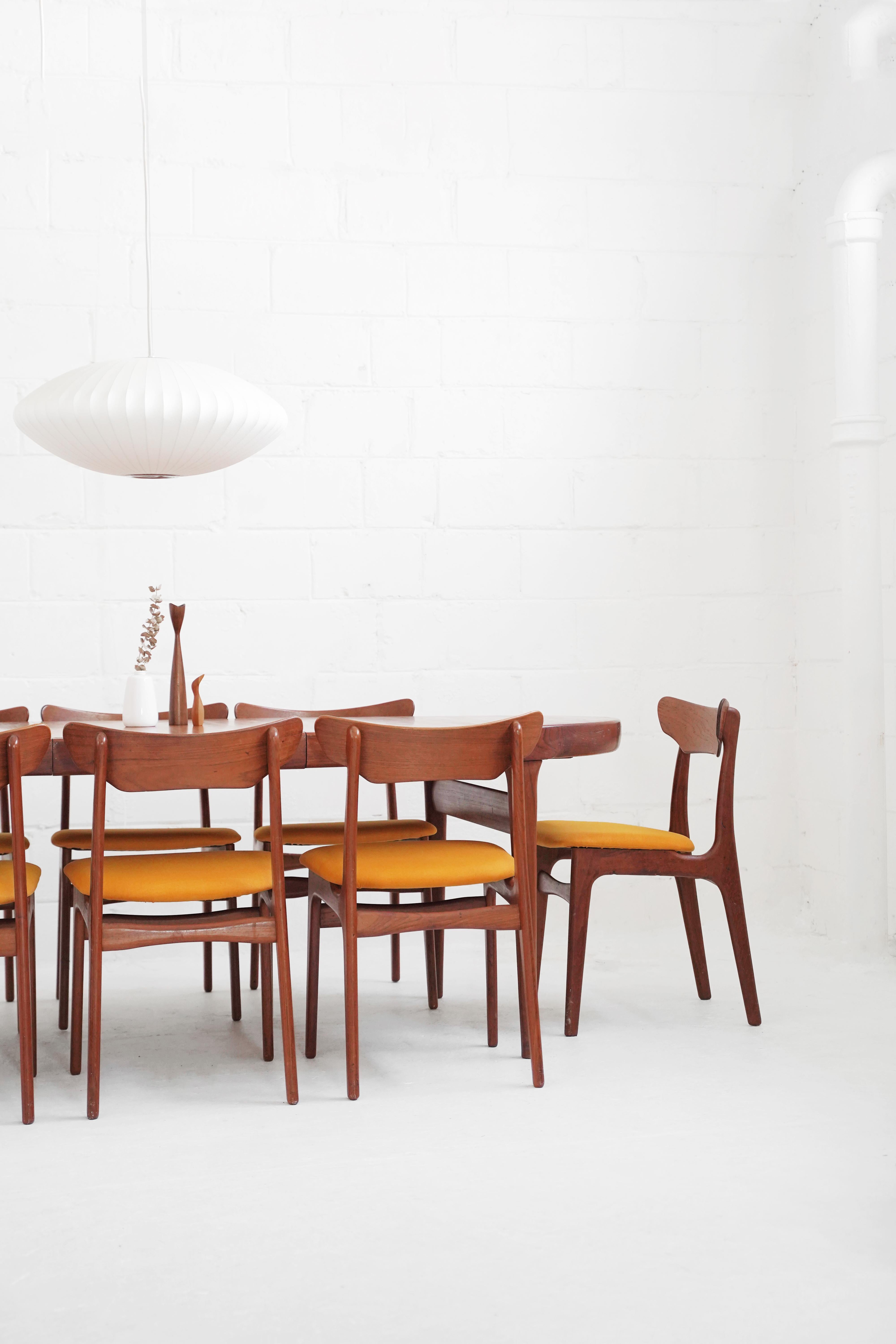 Set of 4 Danish Teak Dining Chairs in Mustard for Schionning & Elgaard 10