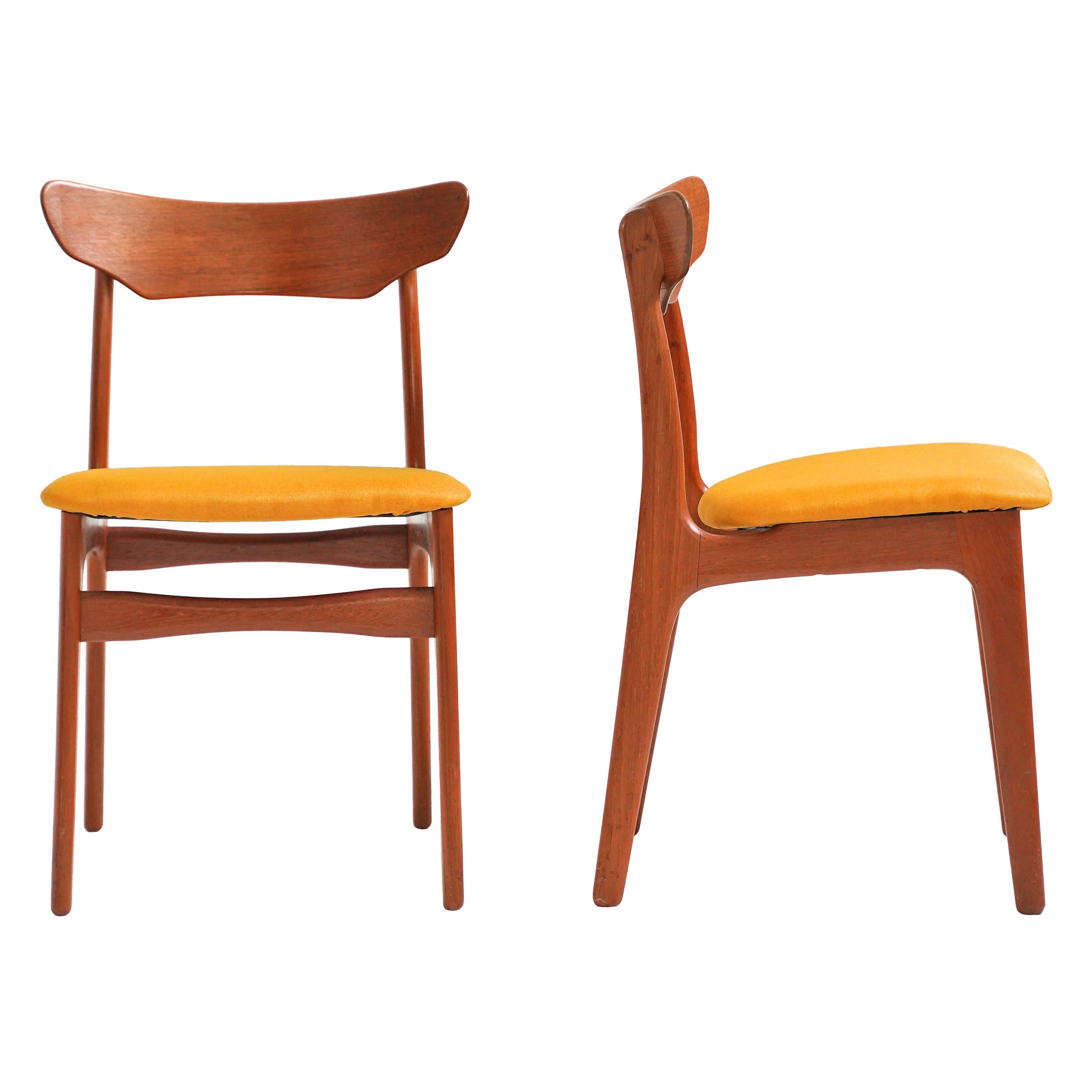 Set of 4 Danish Teak Dining Chairs in Mustard for Schionning & Elgaard
