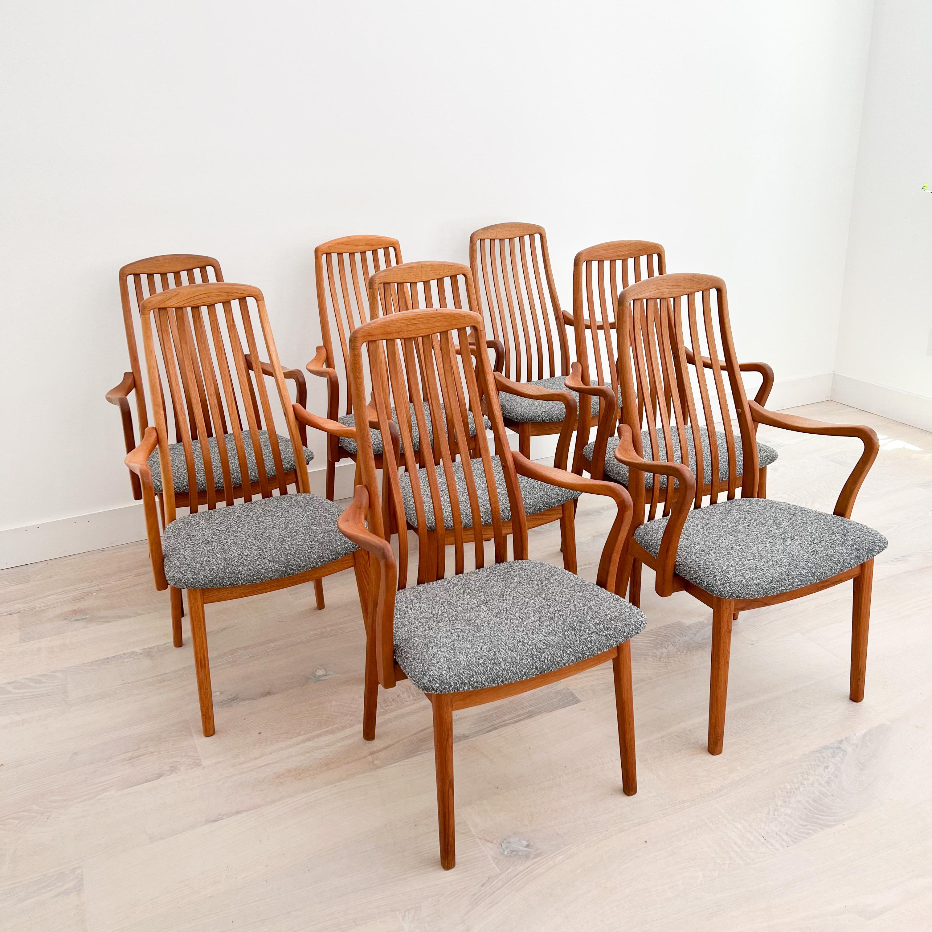 Mid-Century Modern Set of 8 Danish Teak Dining Chairs with New Upholstery by Virsidan A/S