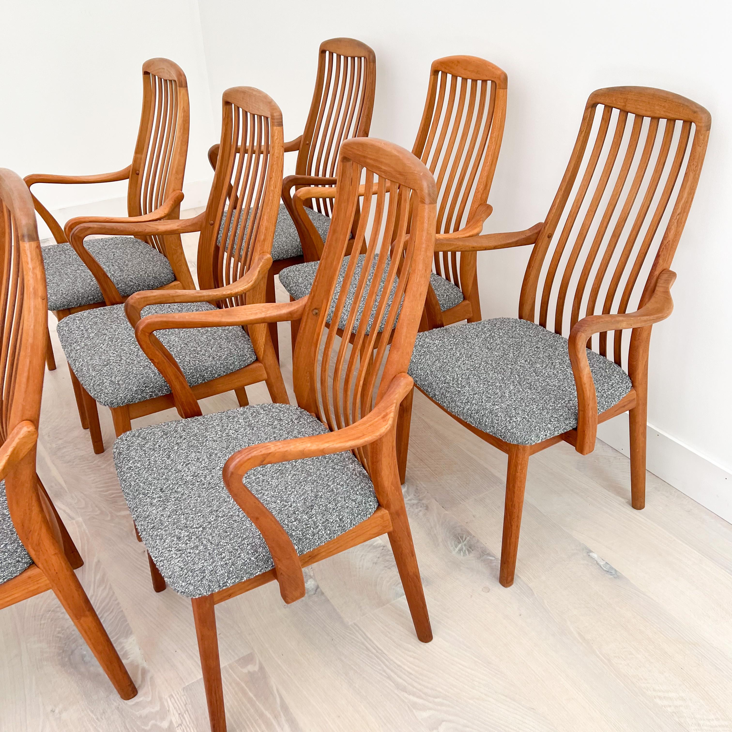 Set of 8 Danish Teak Dining Chairs with New Upholstery by Virsidan A/S 1
