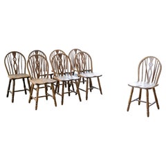 Juego de 8 sillas de comedor danesas estilo Windsor, principios o mediados del siglo XIX en roble teñido