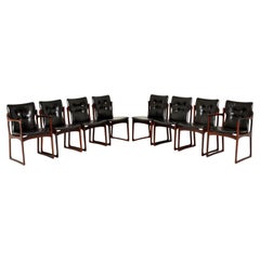 Set of 8 Danish Wood & Leather Dining Chairs