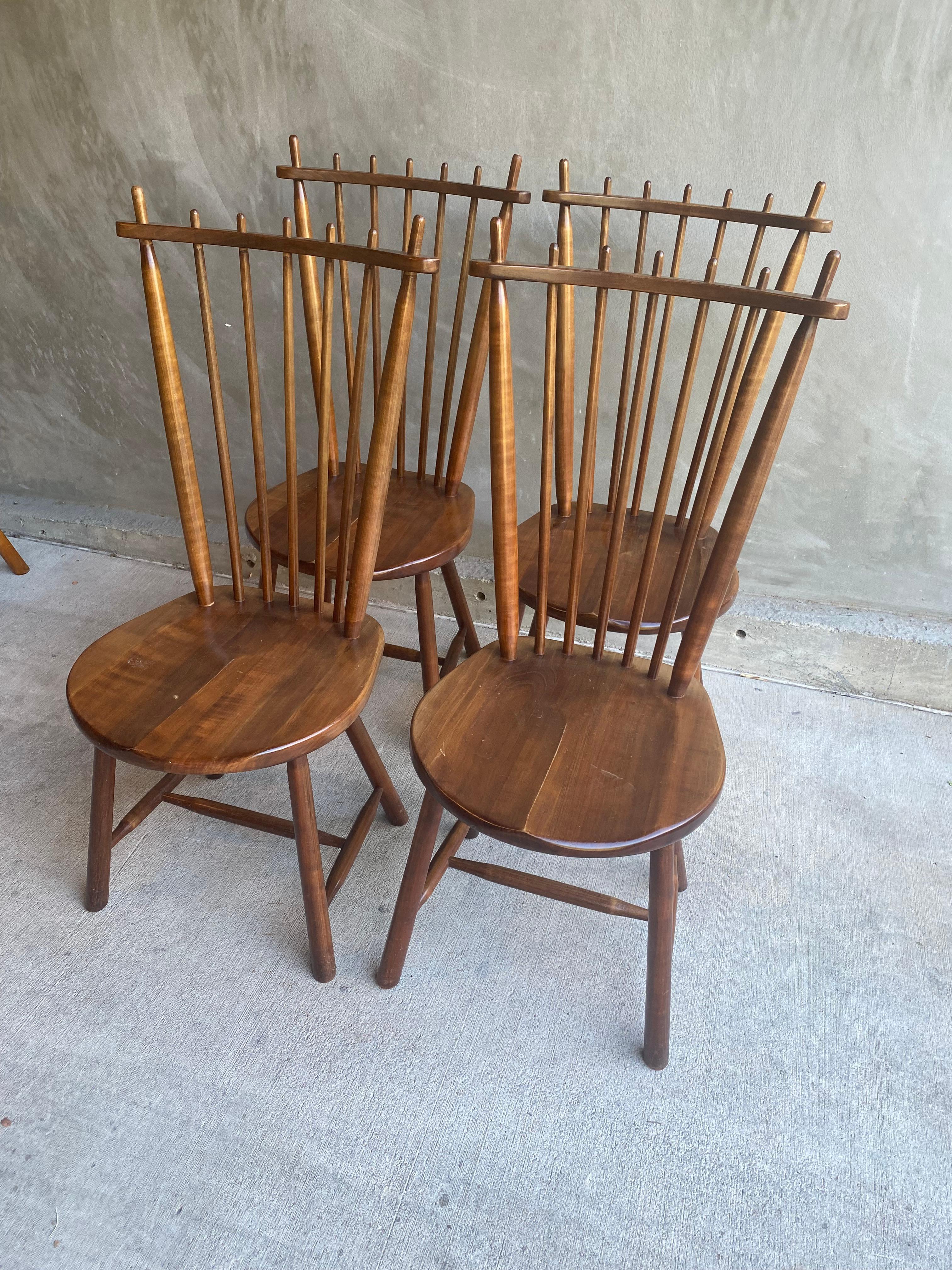 Set of 8 De Ster Gelderland Windsor Dining Chairs, NL, 1960's In Good Condition In Austin, TX