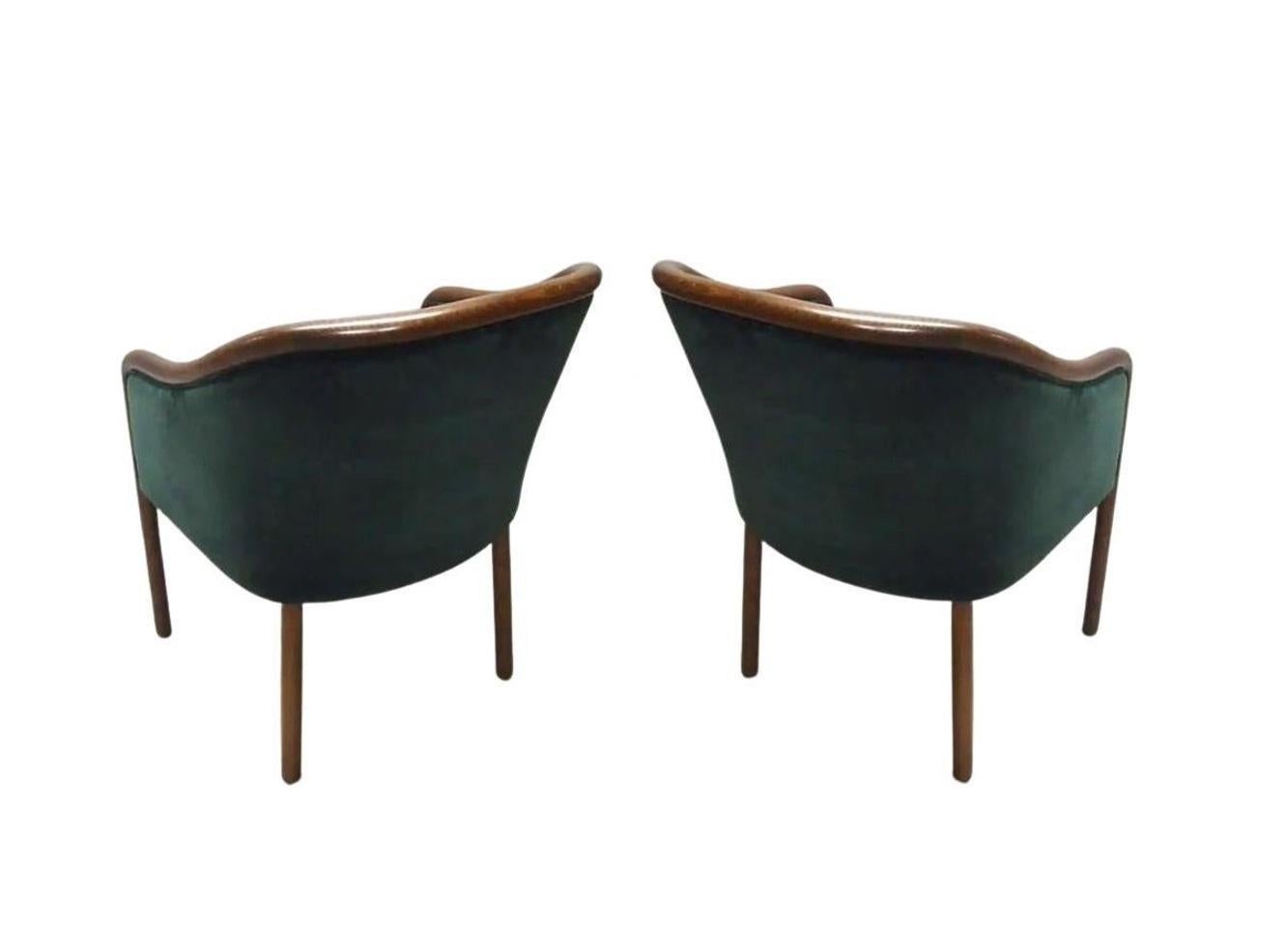 Velvet Set of 8 Deep Green Ward Bennett for Brickel Associates Armchairs For Sale