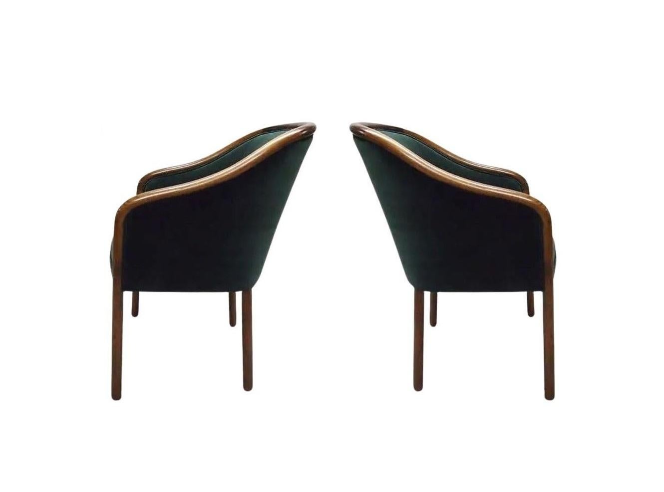 Set of 8 Deep Green Ward Bennett for Brickel Associates Armchairs For Sale 1