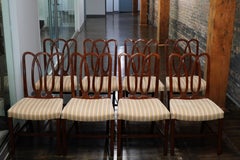 Set of 8 Dessin Fournir Beaton Side Chairs with Striped Velvet Upholstery
