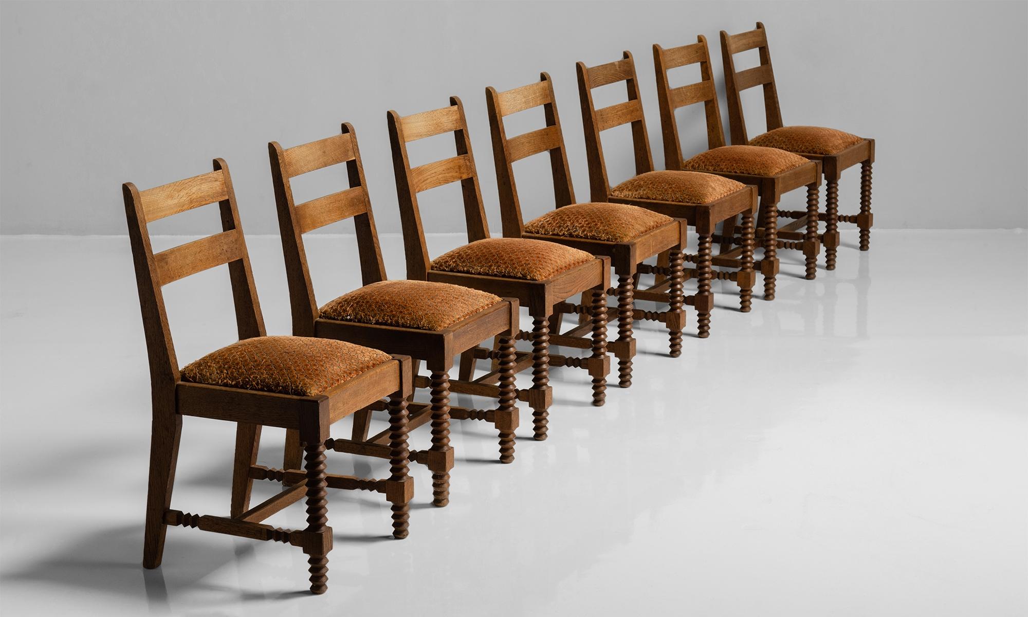 Embroidered Set of '8' Dining Chairs Attributed to Charles Dudouyt, France, circa 1930