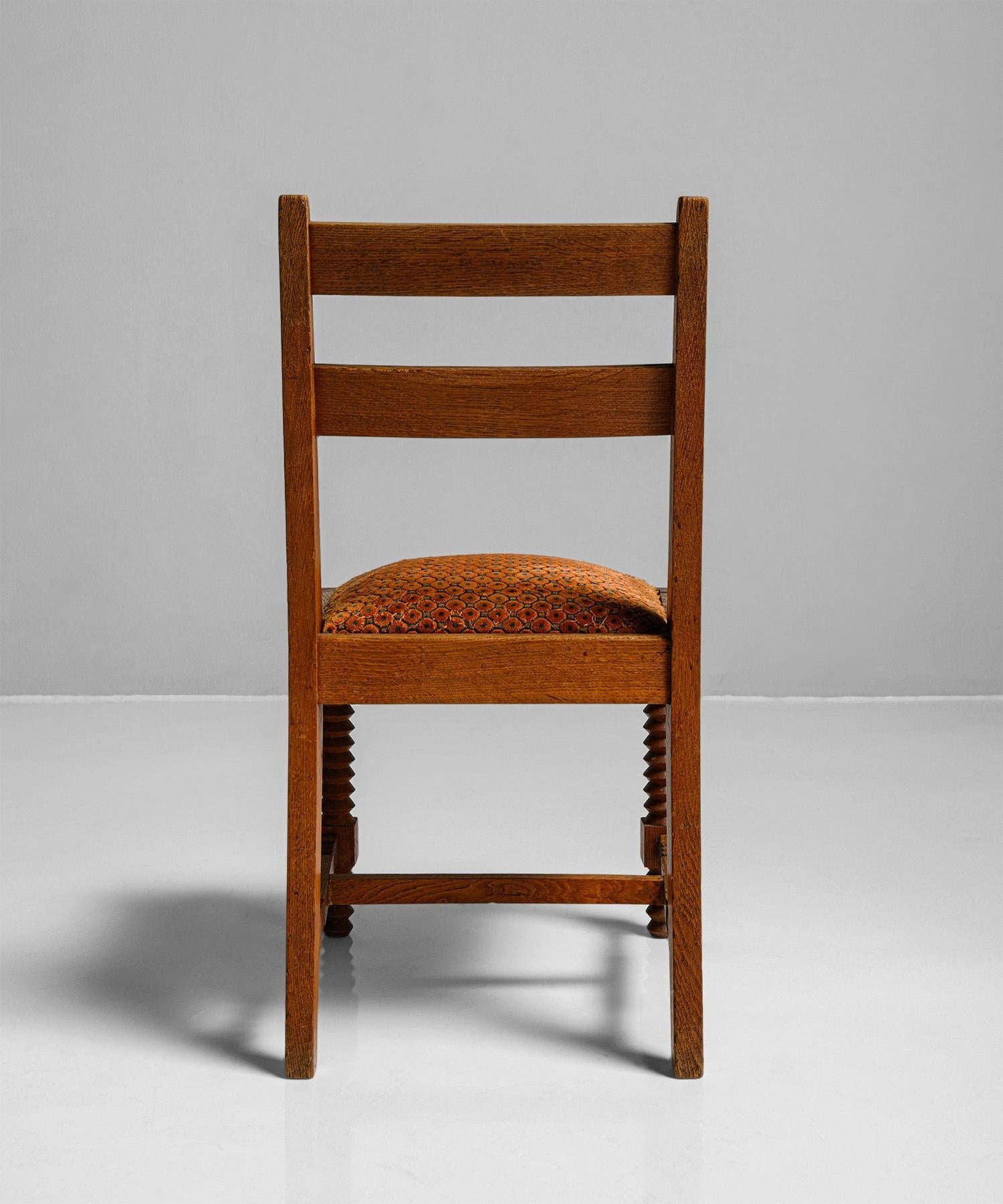Oak Set of '8' Dining Chairs Attributed to Charles Dudouyt, France, circa 1930