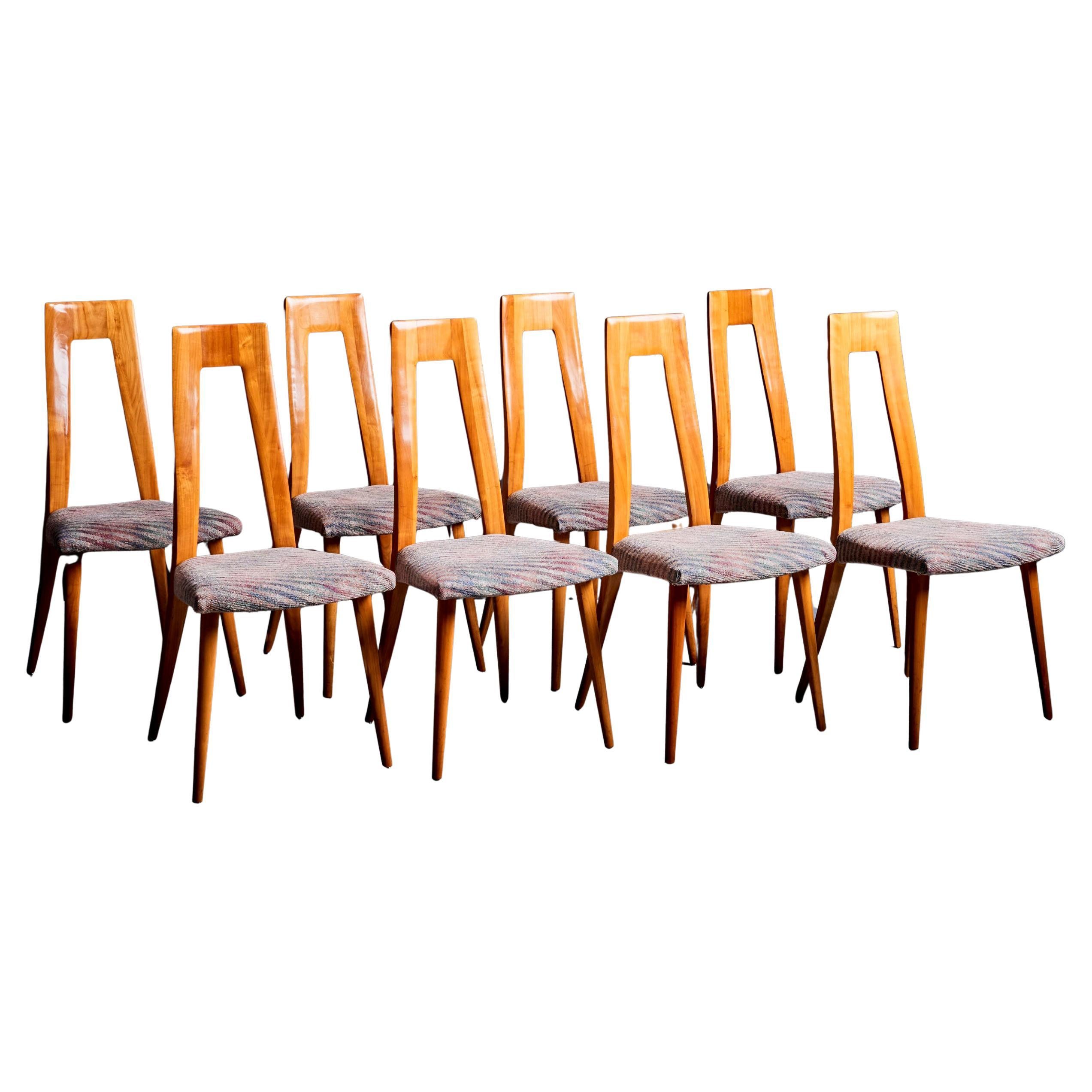 Set of 8 Dining Chairs by Ernst-Martin Dettinger in Cherry Wood