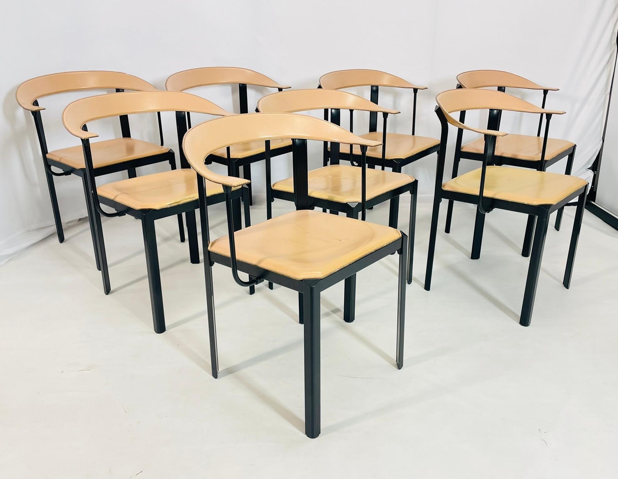 Set di 8 sedie da pranzo di Giancarlo Vegni per Fasem, Italia anni '70 in vendita 2