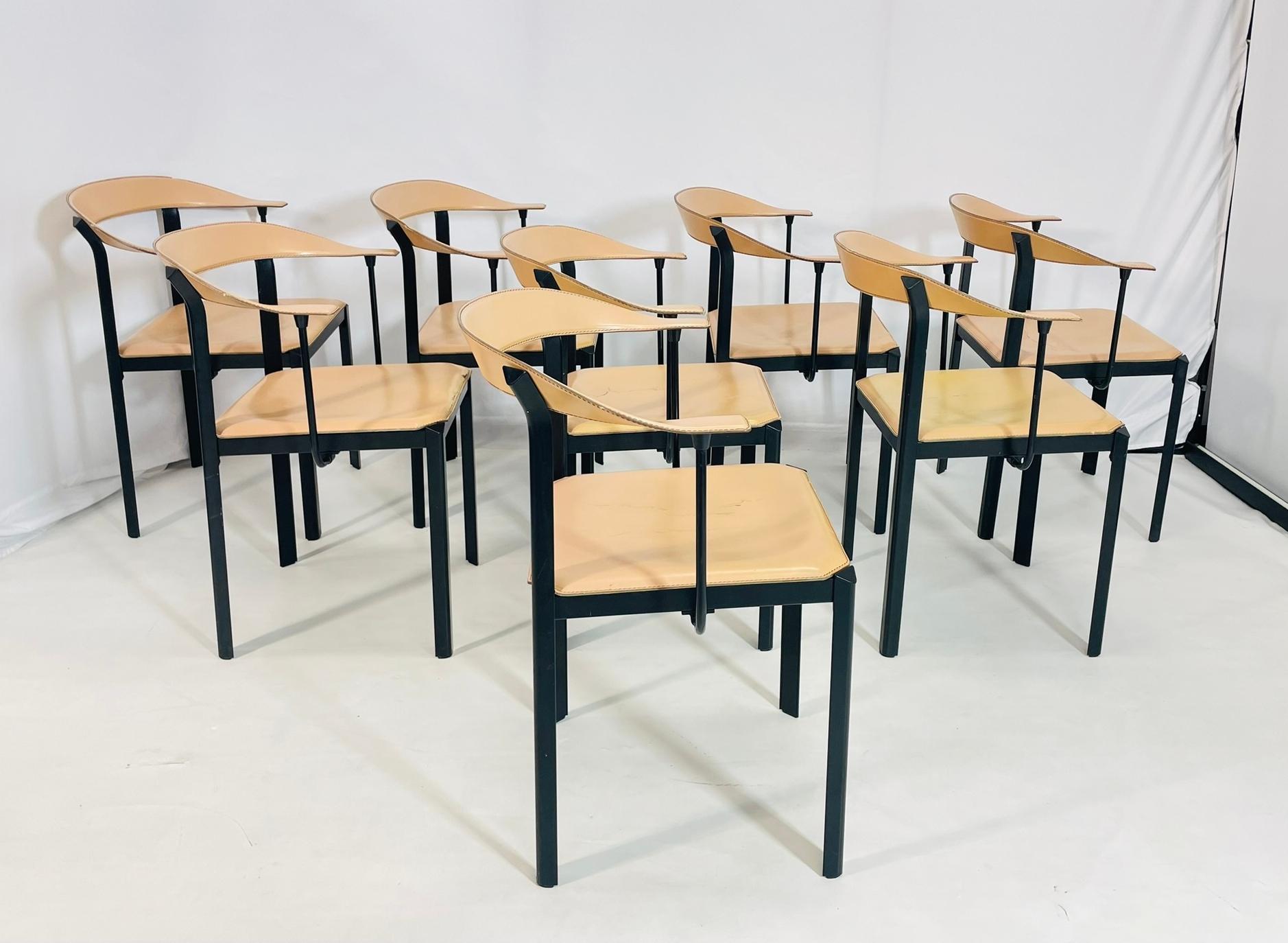 Set di 8 sedie da pranzo di Giancarlo Vegni per Fasem, Italia anni '70 in vendita 3