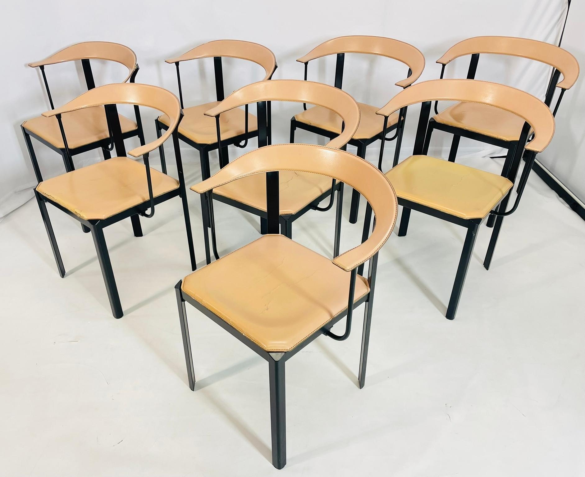 Set di 8 sedie da pranzo di Giancarlo Vegni per Fasem, Italia anni '70 in vendita 4