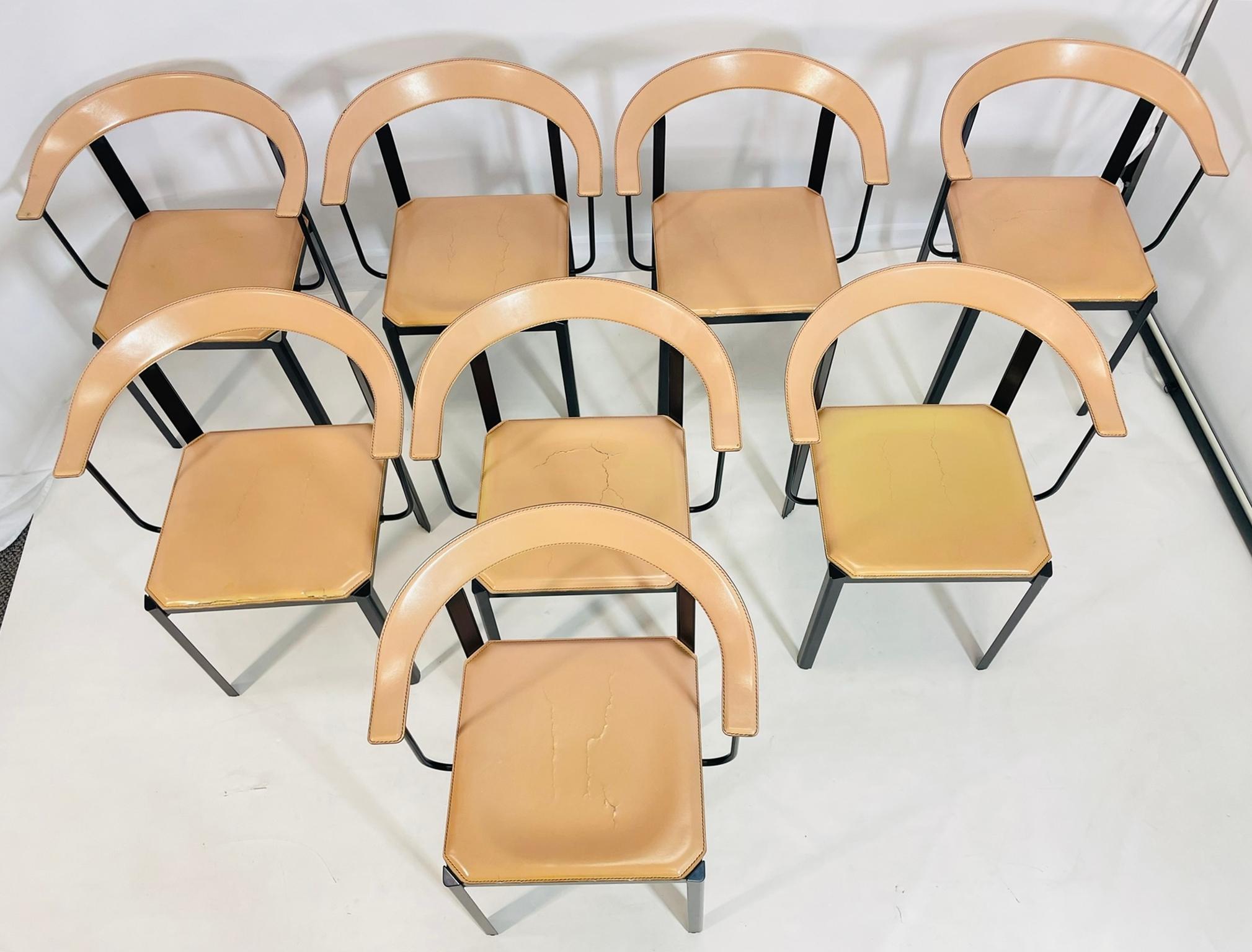 Set di 8 sedie da pranzo di Giancarlo Vegni per Fasem, Italia anni '70 in vendita 5