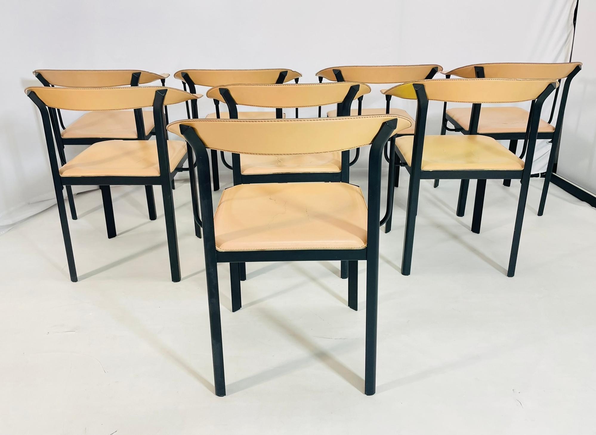 Set di 8 sedie da pranzo di Giancarlo Vegni per Fasem, Italia anni '70 in vendita 1
