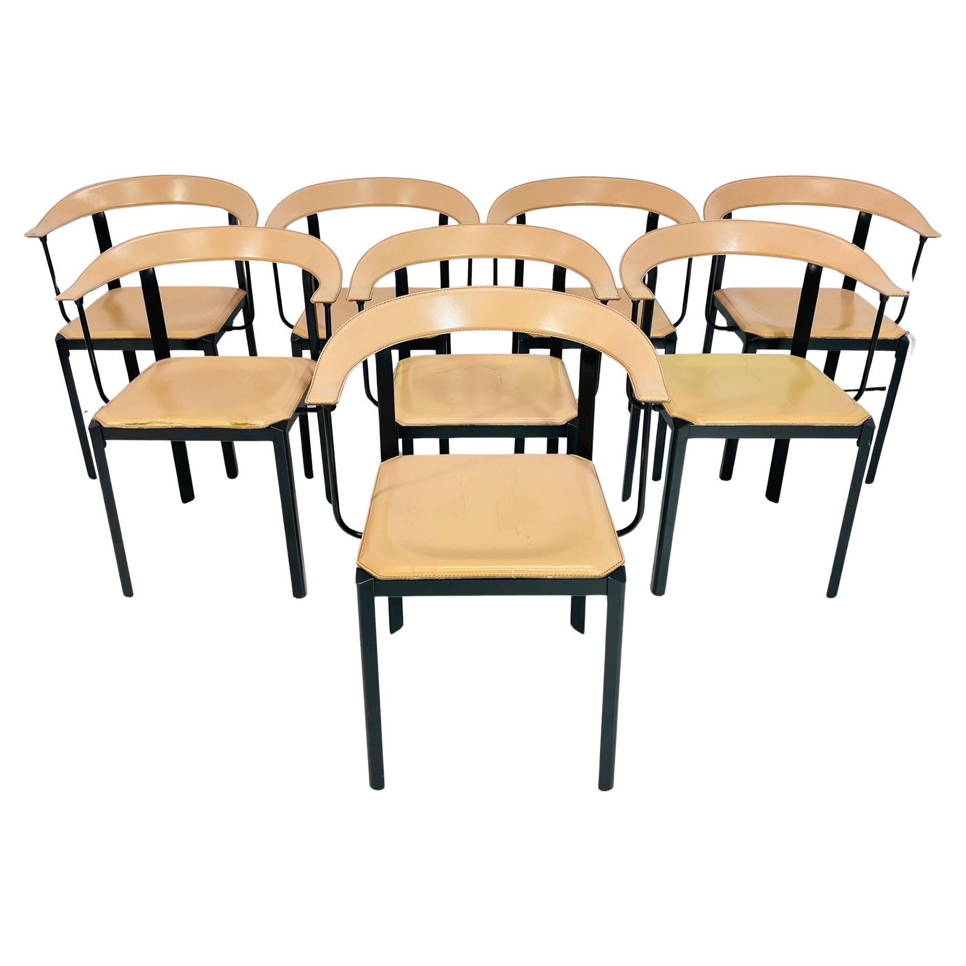 Set of 8 Dining Chairs by Giancarlo Vegni for Fasem, Italy 1970's
