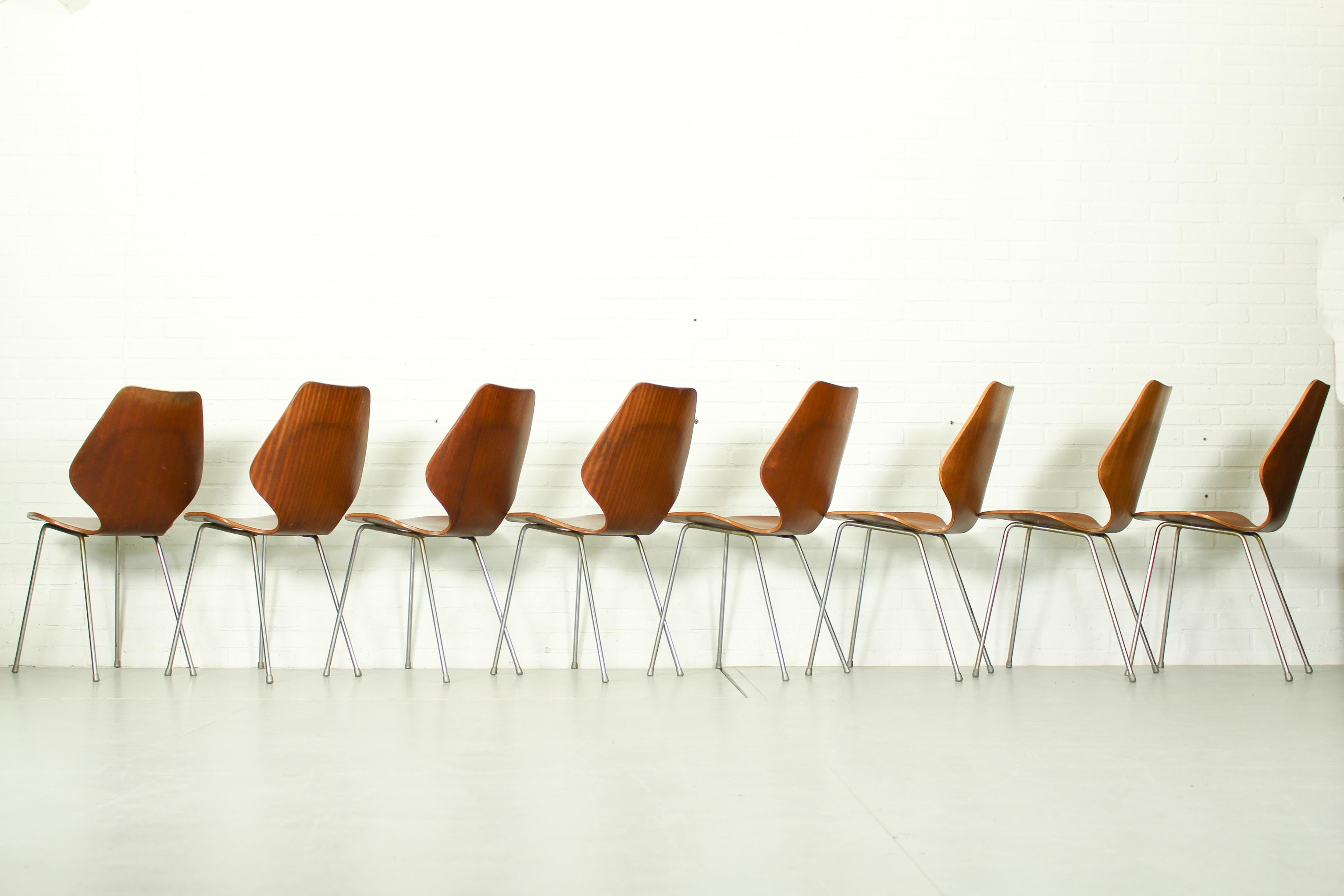 Set of 8 Dining Chairs by Herbert Hirche, Jofy Stalmobler, Denmark, 1950s 2