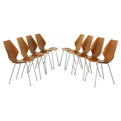 Set of 8 Dining Chairs by Herbert Hirche, Jofy Stalmobler, Denmark, 1950s