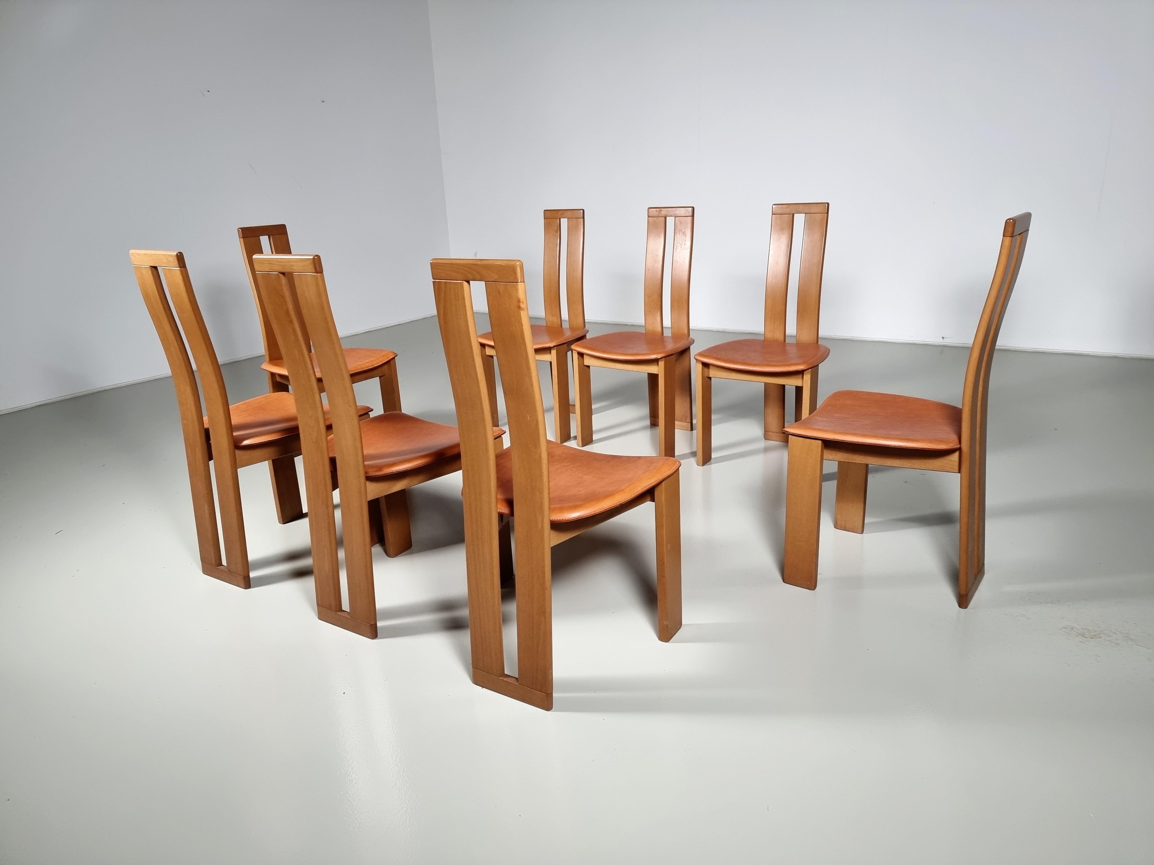 Italian Set of 8 Dining Chairs by Mario Marenco for Mobil Girgi, Italy, 1970s